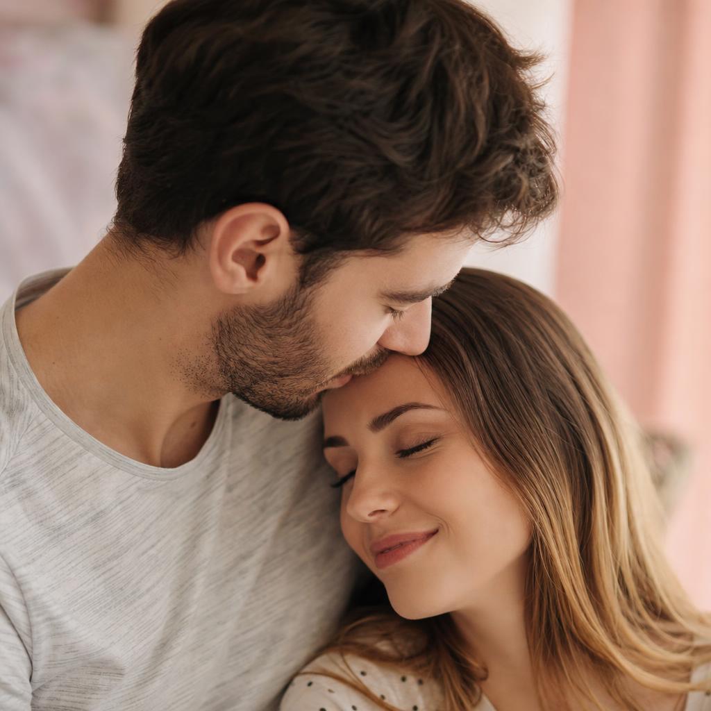 Pareja en un momento de cariño puro e inocente